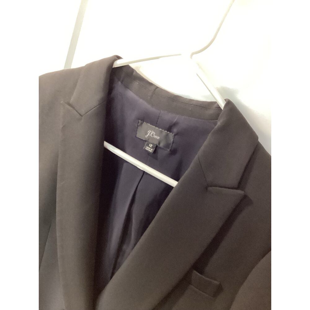 J.CREW Women's Long Sleeve Collarless Double Breasted Blazer Jacket Black 12 - Picture 3 of 11